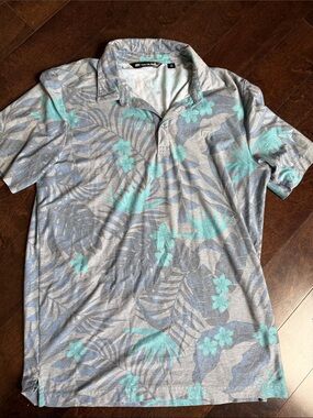 Mizzen+Main Gray Polo with Teal Floral Print